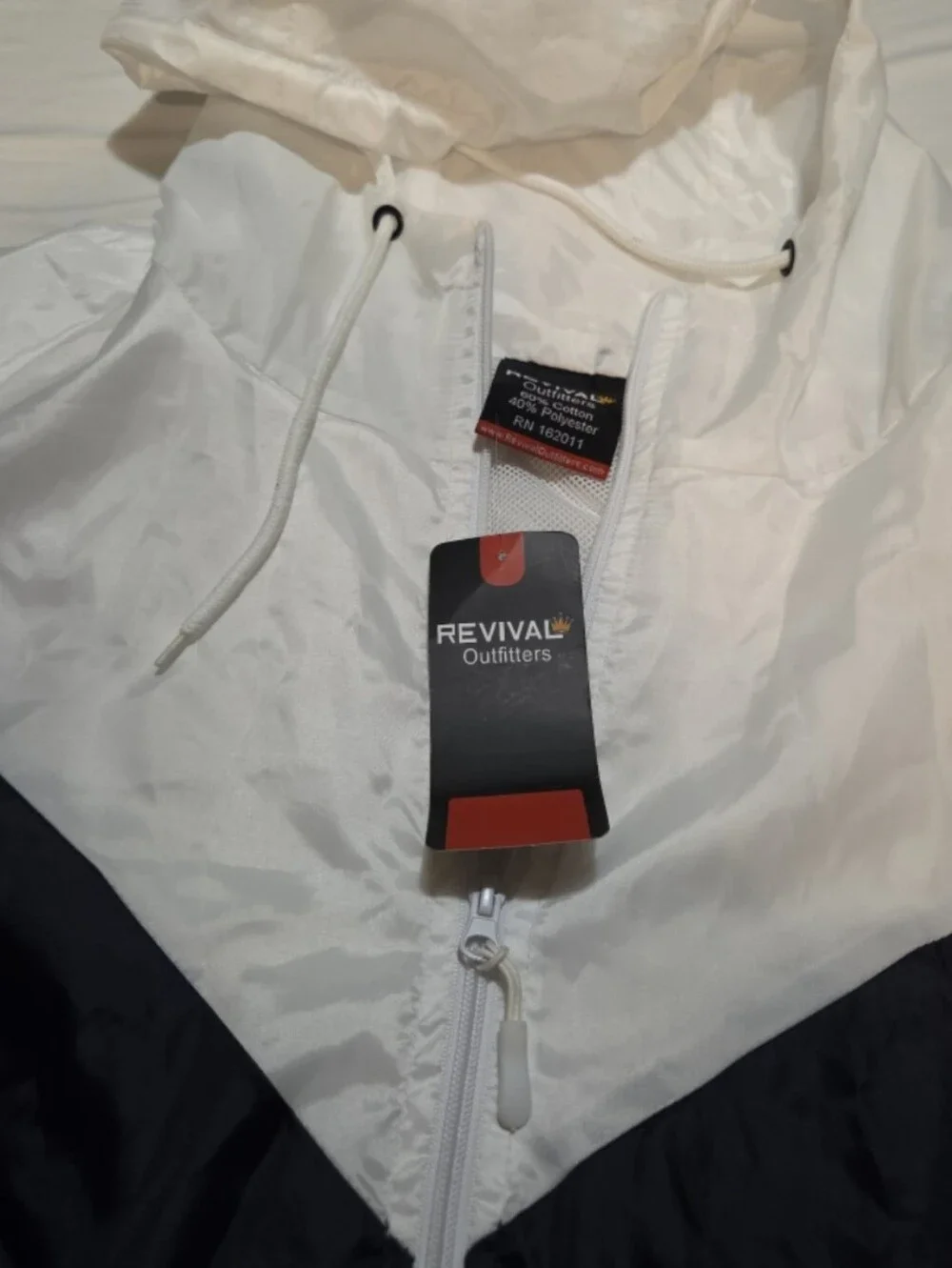 New revival mens XL white navy zip up rain jacket #03